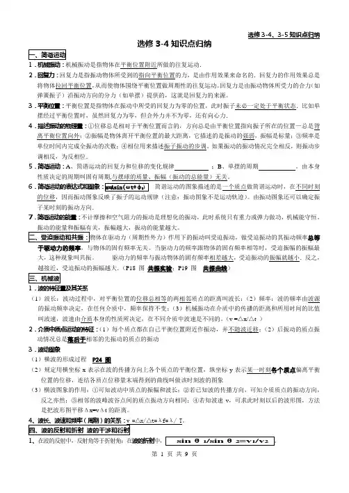 物理选修3-4、3-5知识点归纳