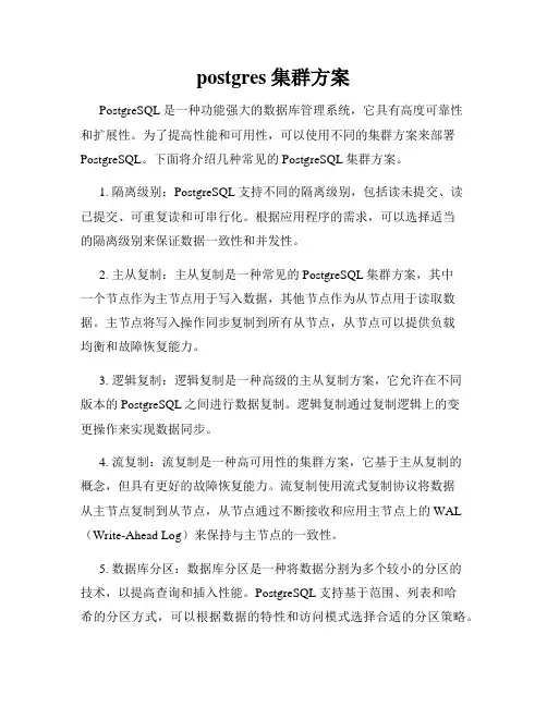 postgres 集群方案