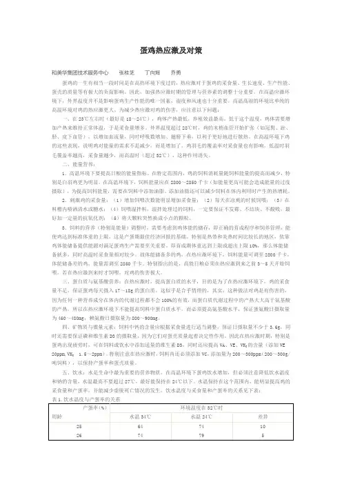 蛋鸡热应激及对策