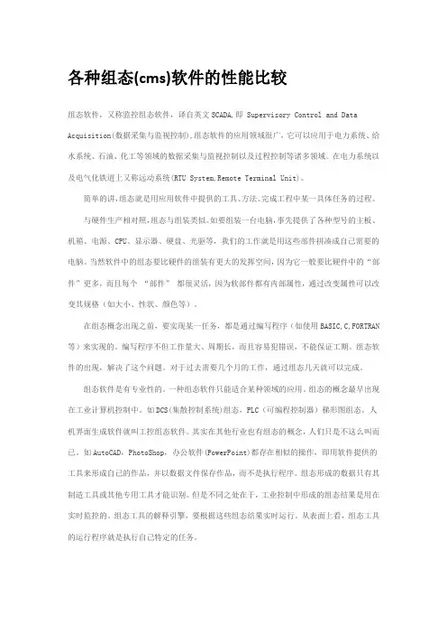 各种组态(CMS)软件的性能比较