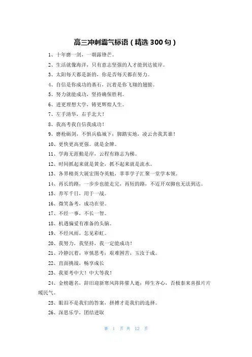 高三冲刺霸气标语(精选300句)