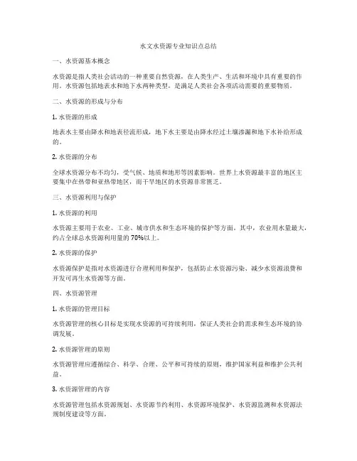 水文水资源专业知识点总结