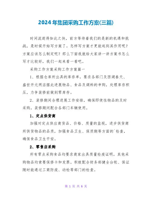 2024年集团采购工作计划(三篇)
