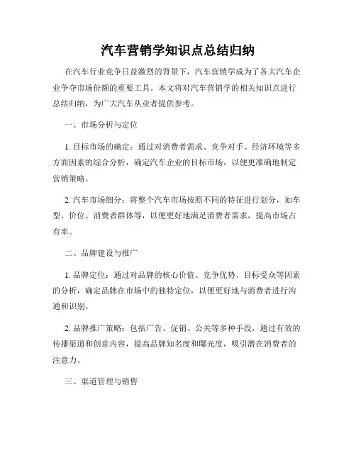 汽车营销学知识点总结归纳