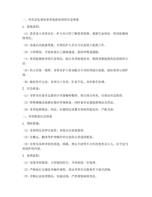 导管室各应急预案