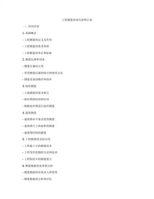 工程测量培训内容和计划