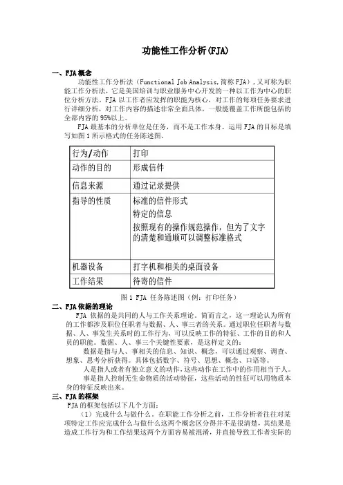 工作分析--功能性工作分析法