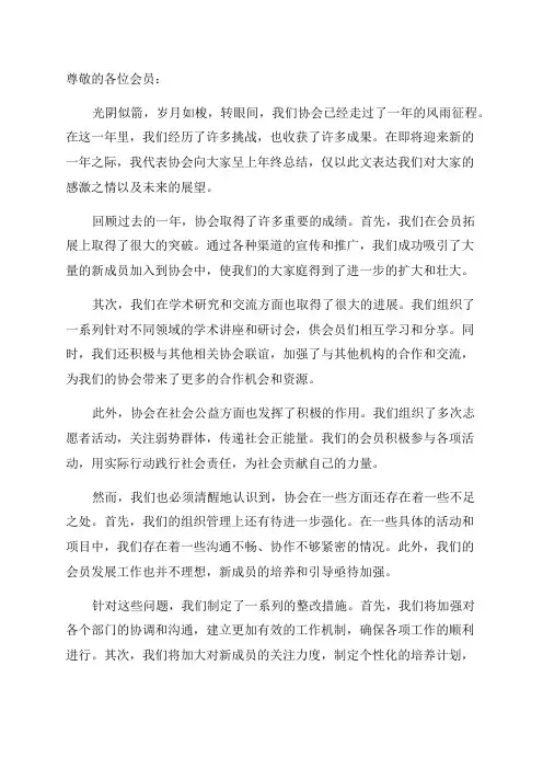 协会年终总结范文