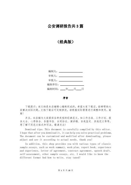 公安调研报告共3篇