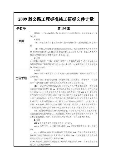 公路工程工程量清单计量规则