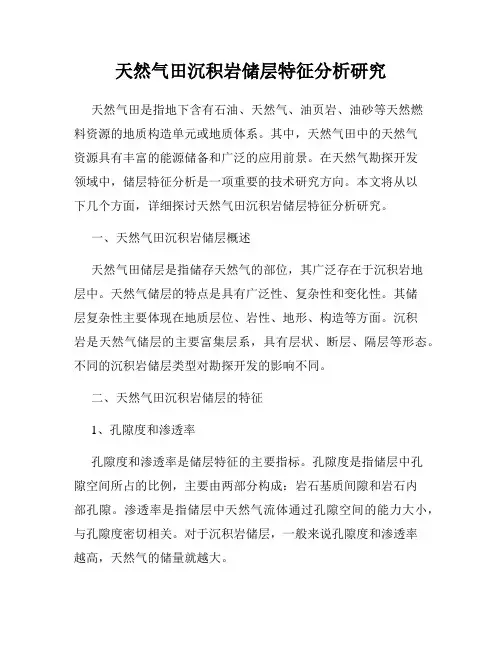 天然气田沉积岩储层特征分析研究