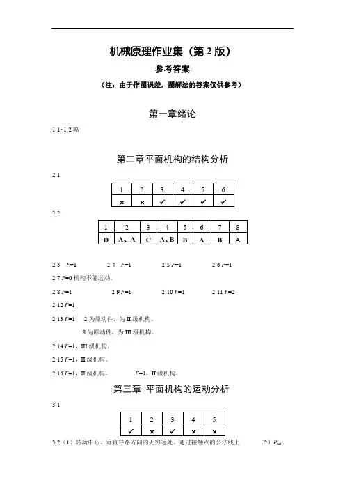 机械原理作业集第2版参考答案