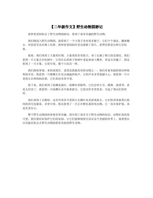 【二年级作文】野生动物园游记