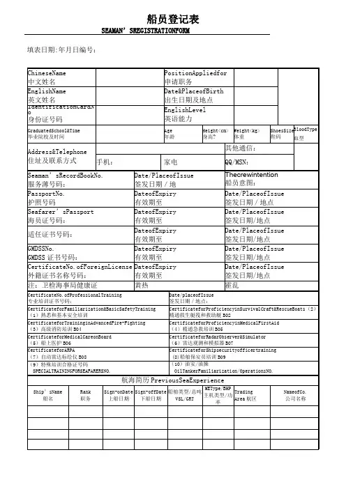 船员简历表(3)
