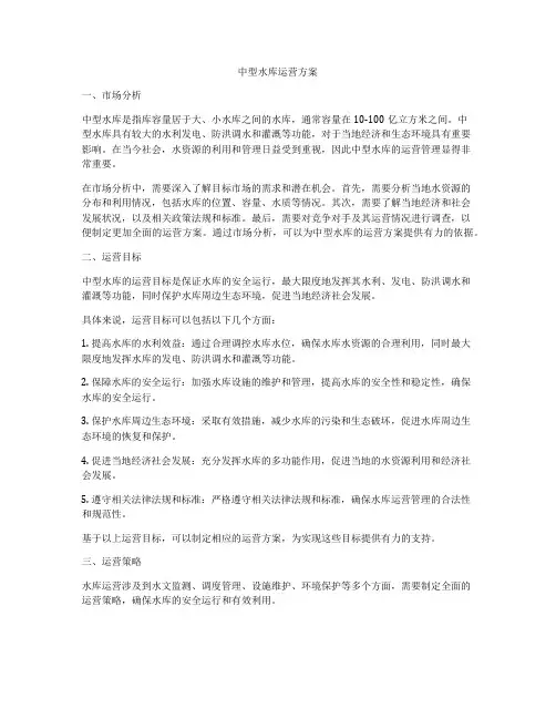 中型水库运营方案