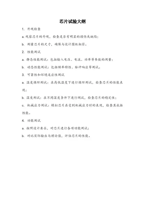 芯片试验大纲