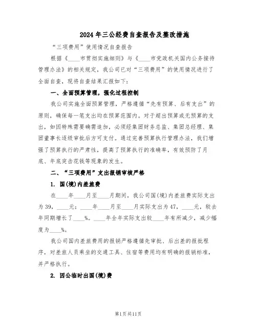 2024年三公经费自查报告及整改措施（4篇）