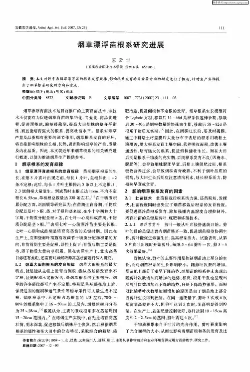 烟草漂浮苗根系研究进展