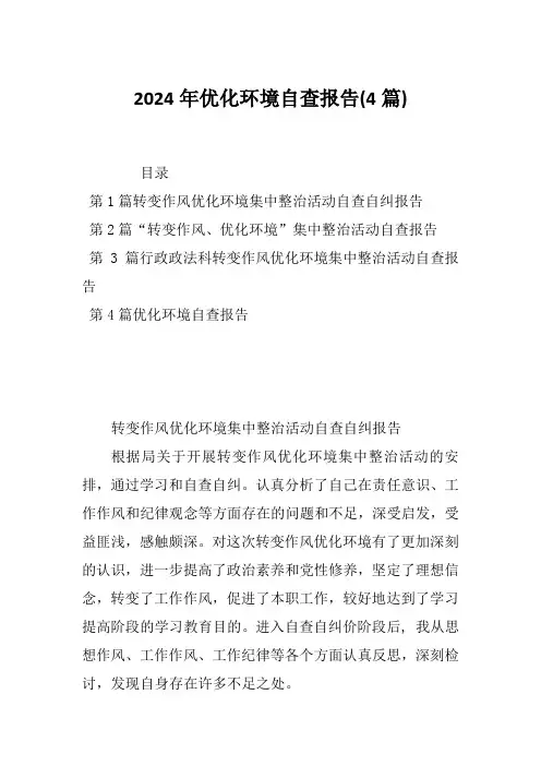 2024年优化环境自查报告(4篇)