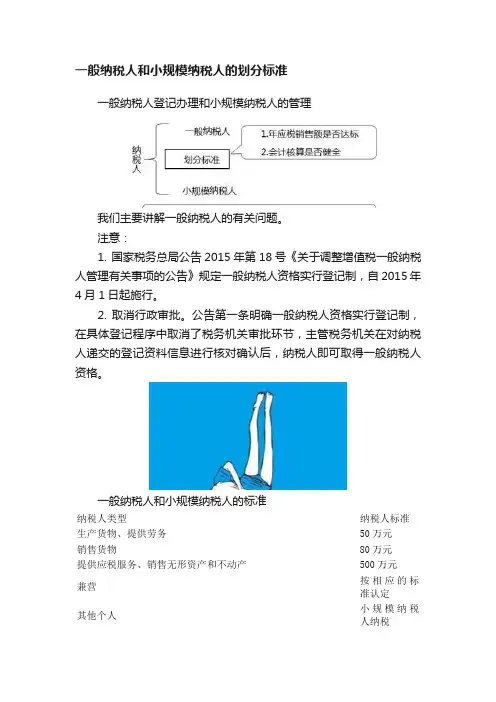 一般纳税人和小规模纳税人的划分标准