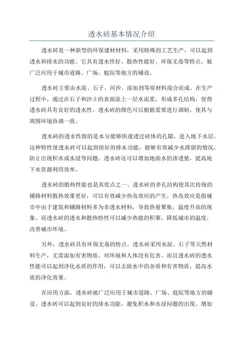 透水砖基本情况介绍