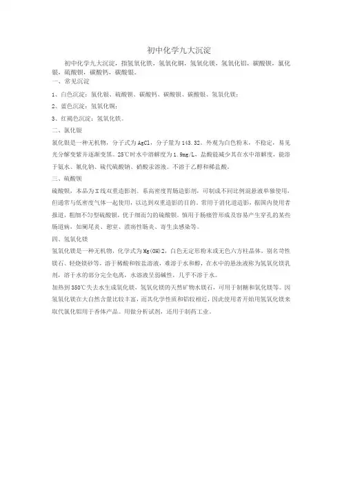 初中化学九大沉淀