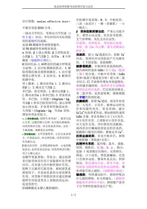 执业医师资格考试药理学复习总结