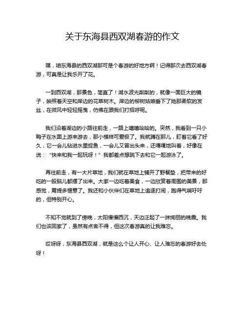 关于东海县西双湖春游的作文