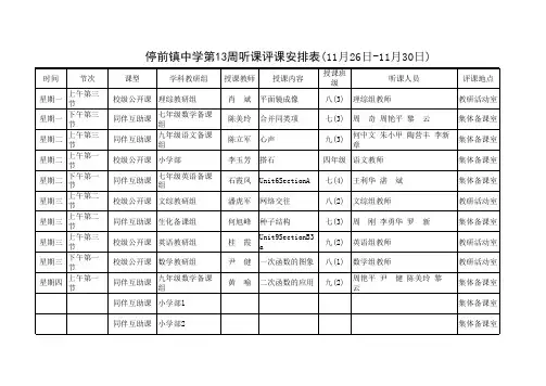 听课评课安排表