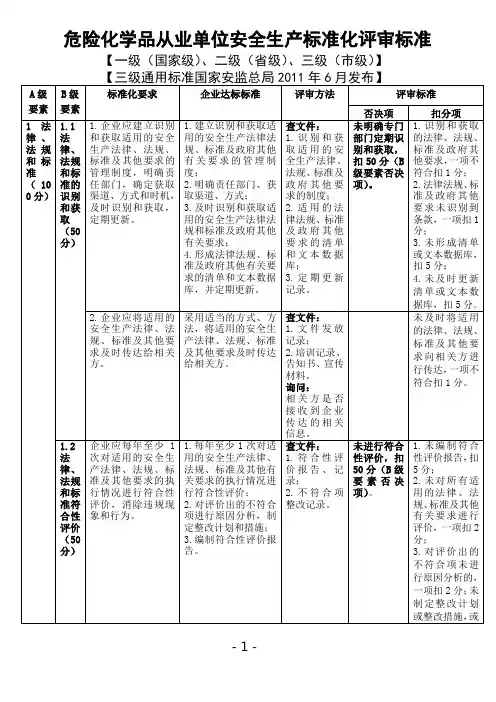 (安全生产)危险化学品从业单位安全生产标准化评审标准(最新)