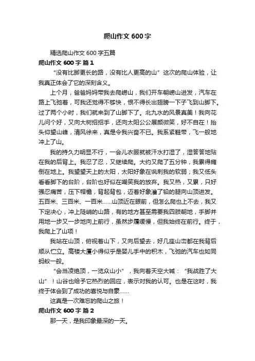精选爬山作文600字五篇