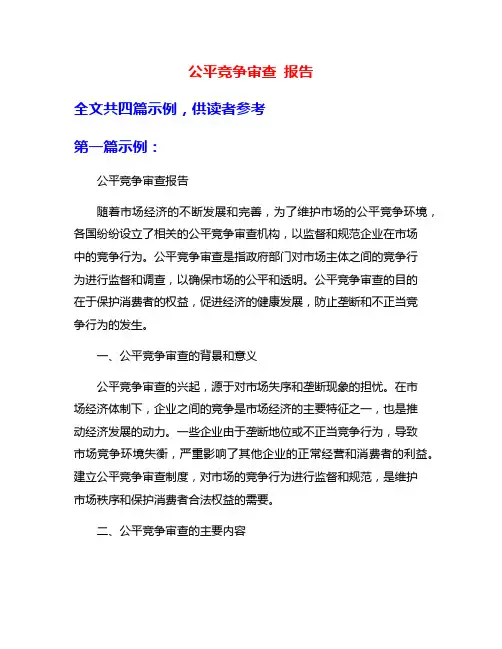 公平竞争审查 报告