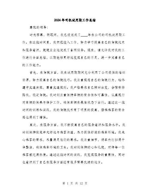 2024年司机试用期工作总结(6篇)