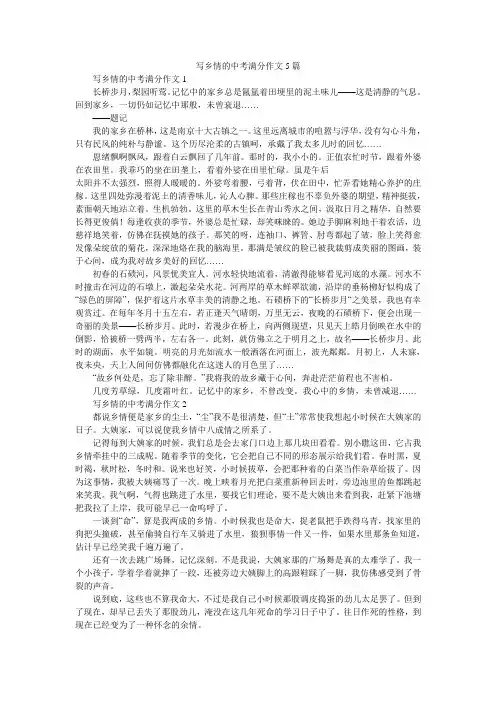写乡情的中考满分作文5篇