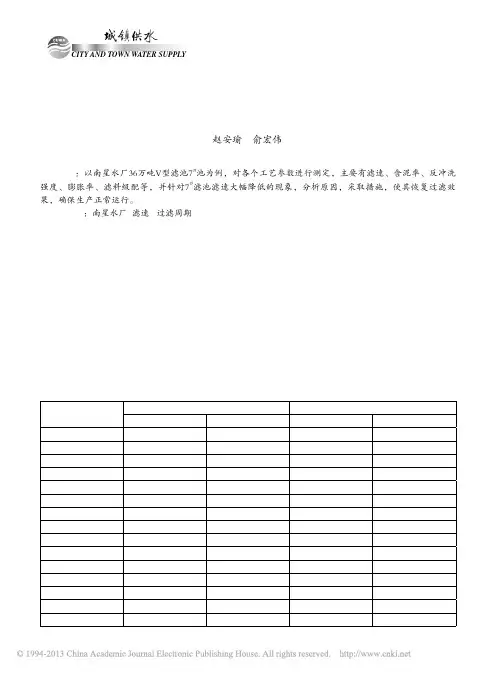 滤池滤速大幅降低原因分析及措施