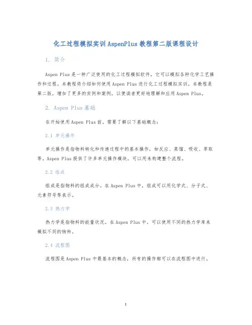 化工过程模拟实训AspenPlus教程第二版课程设计