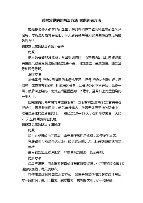 鹦鹉常见病的防治方法_鹦鹉饲养方法