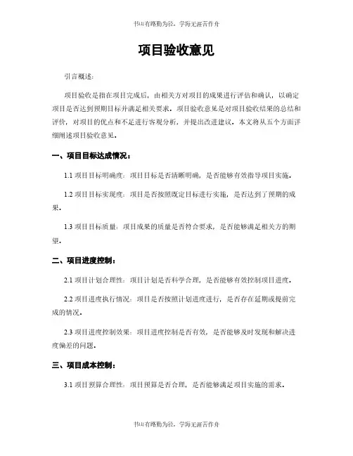 项目验收意见