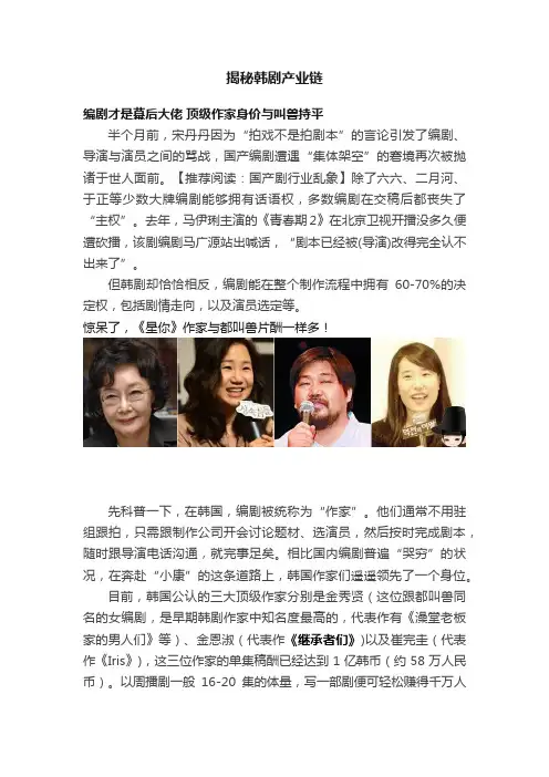 揭秘韩剧产业链