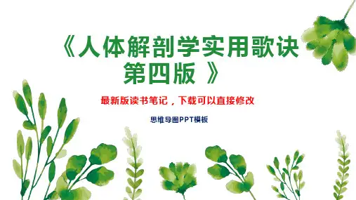 《人体解剖学实用歌诀 第四版 》读书笔记思维导图PPT模板下载