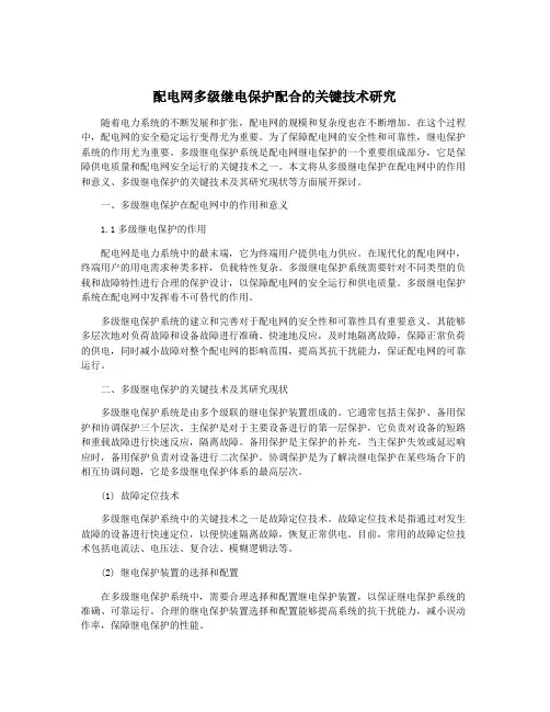 配电网多级继电保护配合的关键技术研究