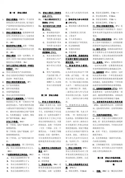 劳动经济学复习纲要 (1)