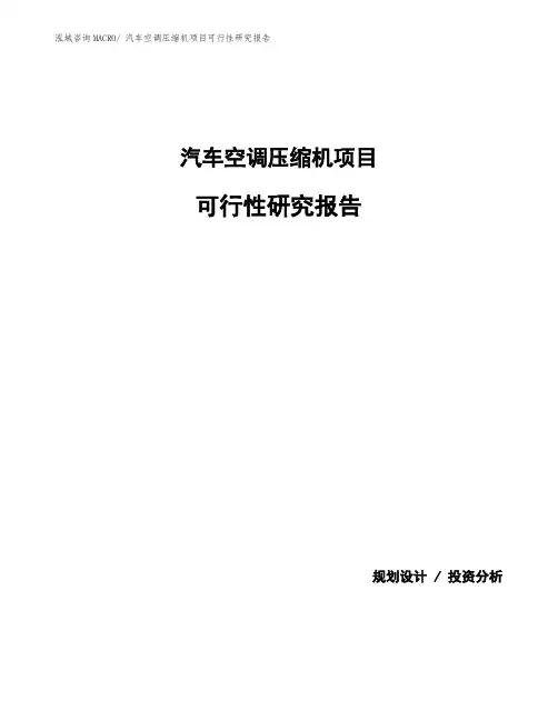 汽车空调压缩机项目可行性研究报告(90亩)