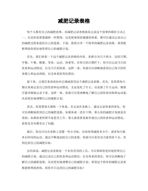 减肥记录表格