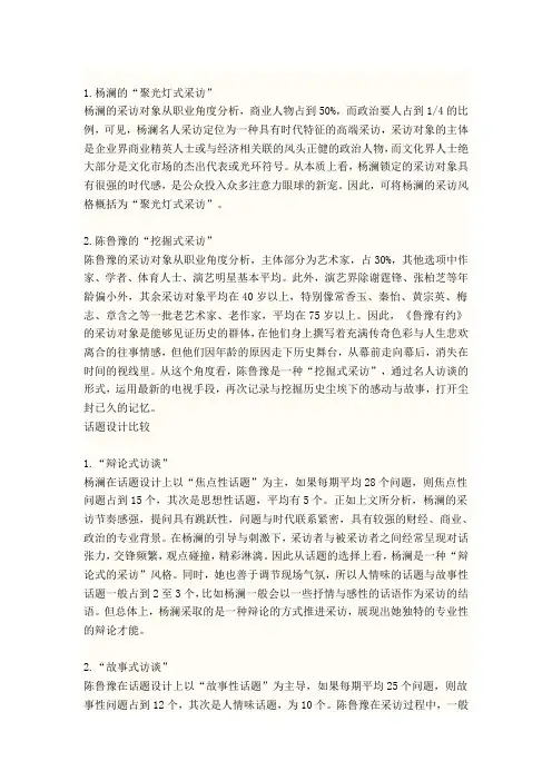 杨澜与鲁豫的采访方式比较