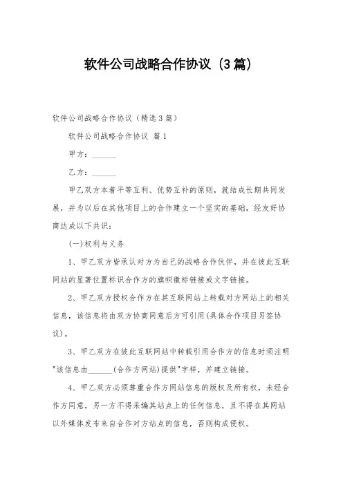 软件公司战略合作协议(3篇)