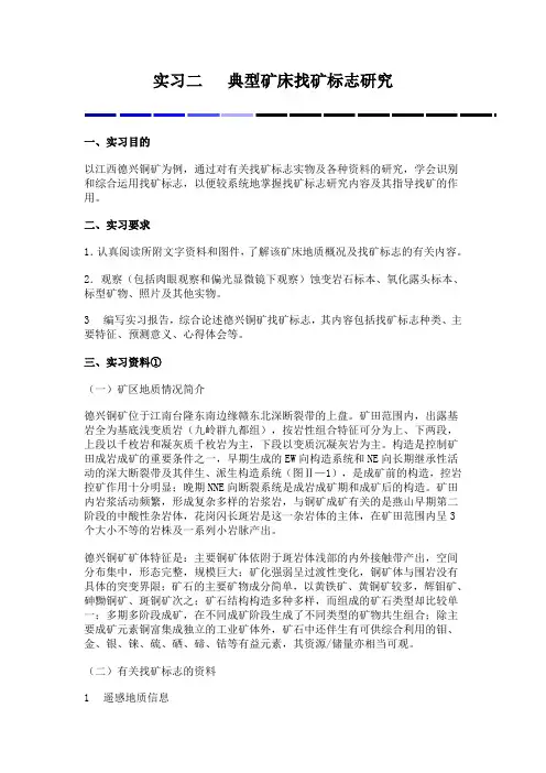 典型矿床找矿标志研究实习二