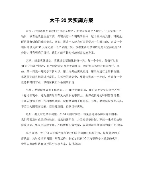 大干30天实施方案