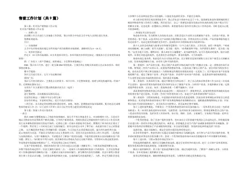 售前工作计划(共9篇) 