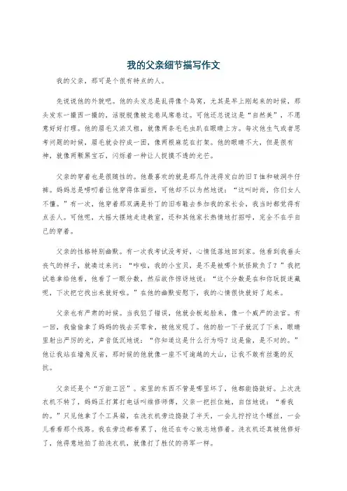 我的父亲细节描写作文